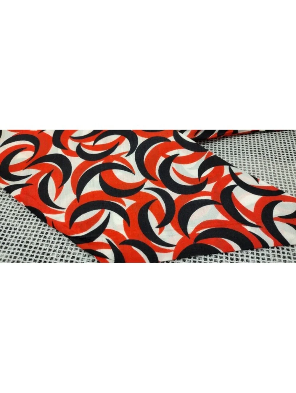 Vintage 1960s Gay Flamboyant Scarf Ray Strauss PSYCHEDELIC Red Black Long Pointy